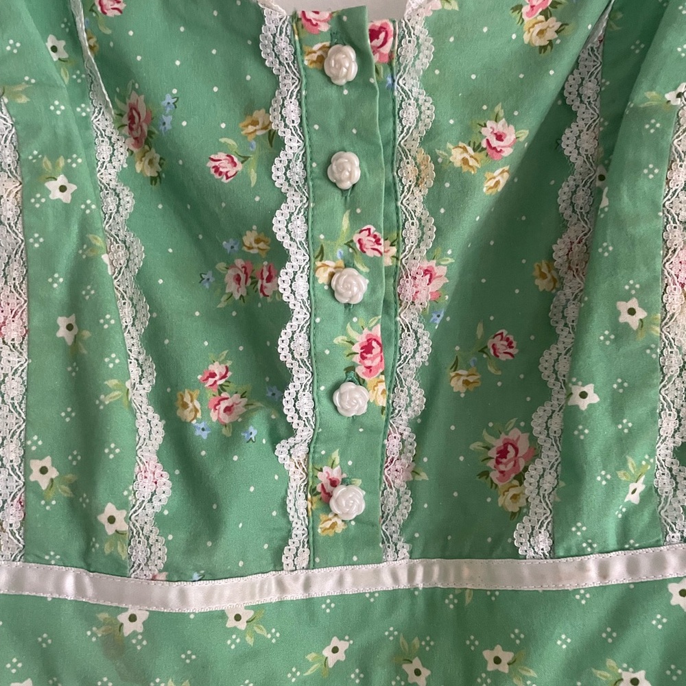 Gunne Sax for ModCloth 2025 Green Floral Sundress 1X - Picture 2 of 5
